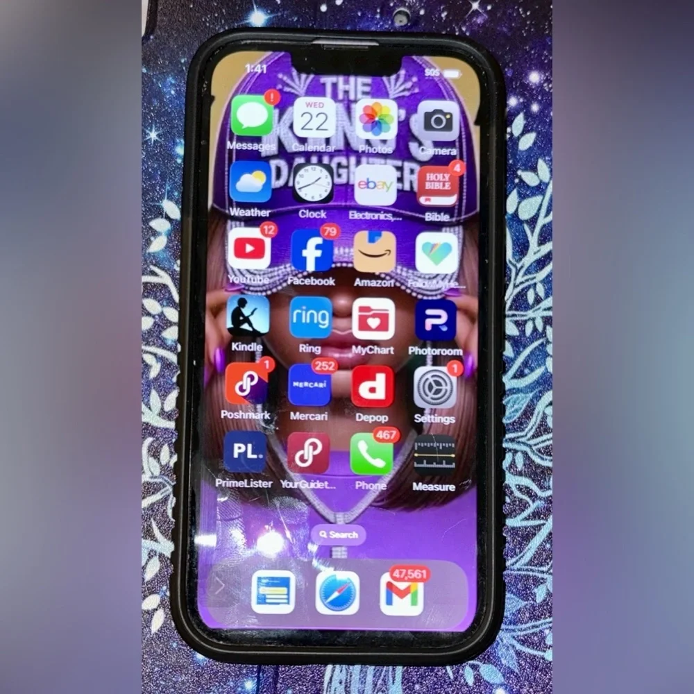 Apple iPhone with Black Protective Case